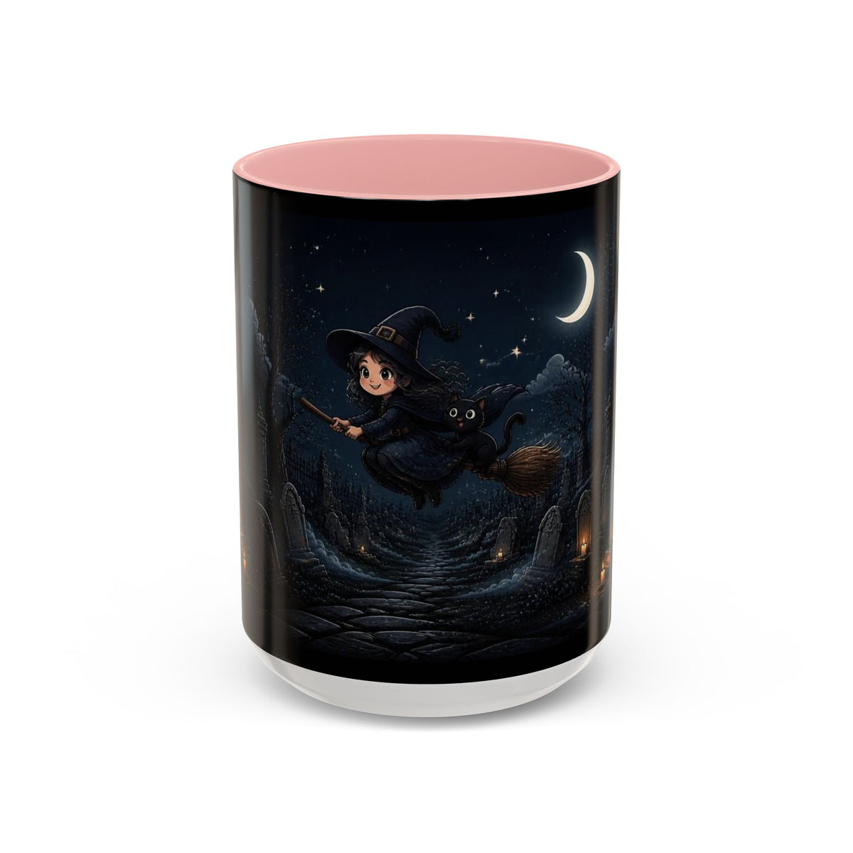 Cute Witch Flying at Night Coffee Mug