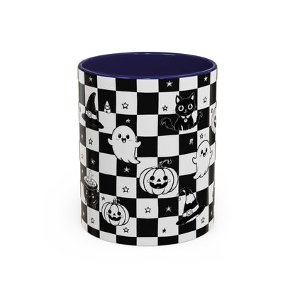 Black & White Halloween Checkerboard Coffee Mug