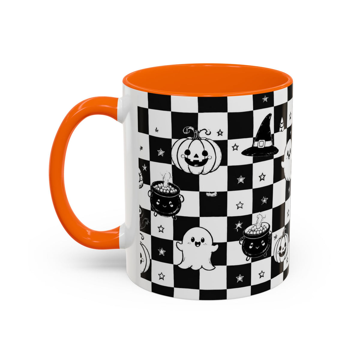 Black & White Halloween Checkerboard Coffee Mug