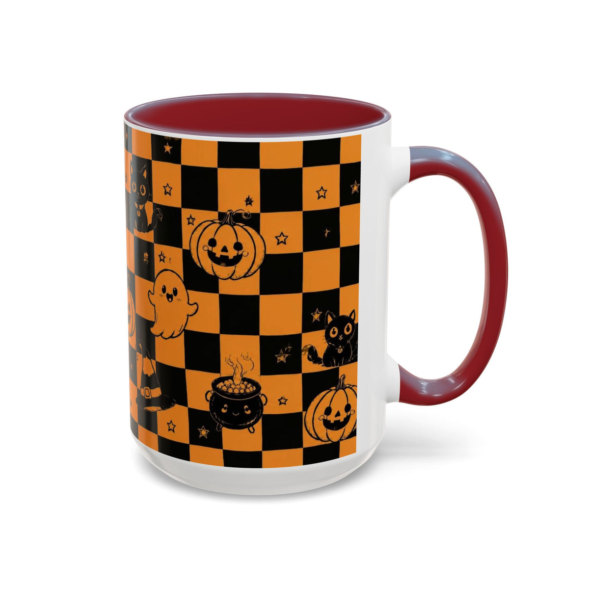 Orange Halloween Checkerboard Coffee Mug
