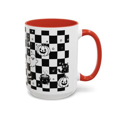 Black & White Halloween Checkerboard Coffee Mug