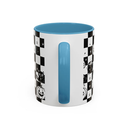 Black & White Halloween Checkerboard Coffee Mug