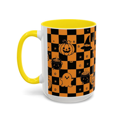 Orange Halloween Checkerboard Coffee Mug
