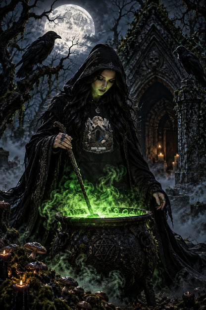 Moonlit Crypt Hoodie — 'Decadent Brews' Gothic Cabin Pullover