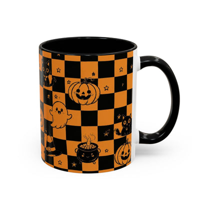 Orange Halloween Checkerboard Coffee Mug