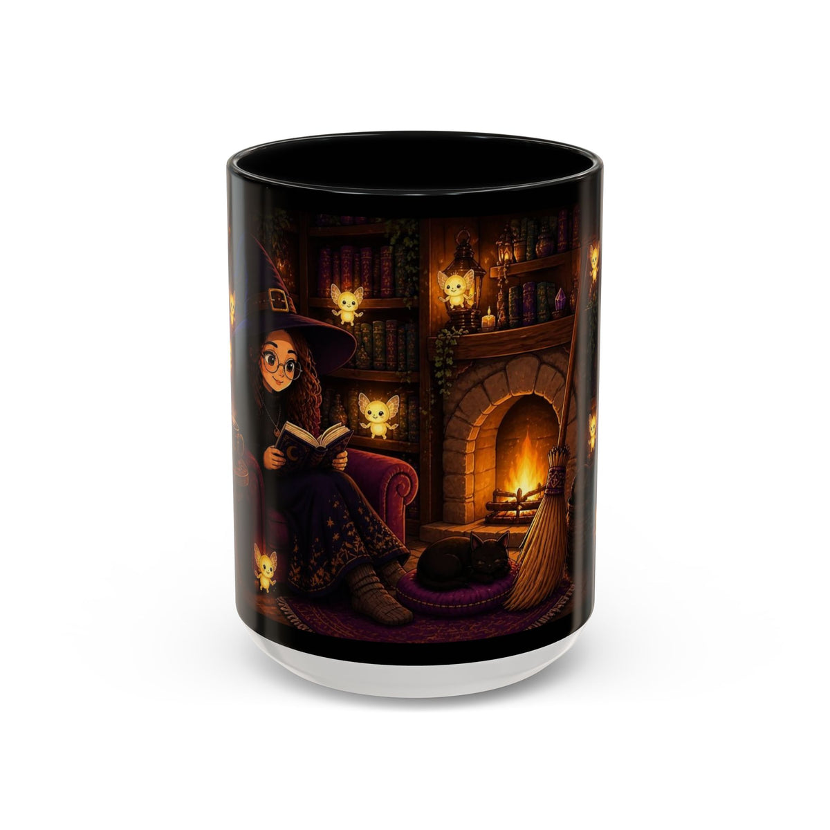 Cozy Witch Reading with sprites Coffee Mug