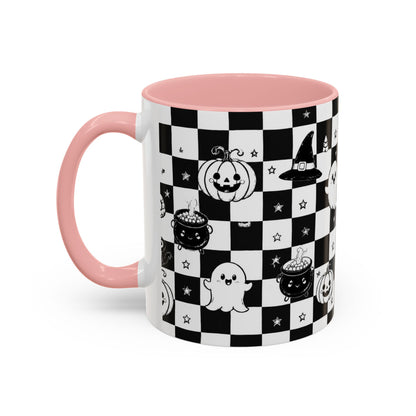 Black & White Halloween Checkerboard Coffee Mug
