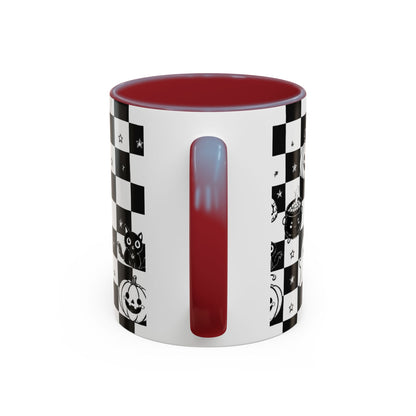 Black & White Halloween Checkerboard Coffee Mug