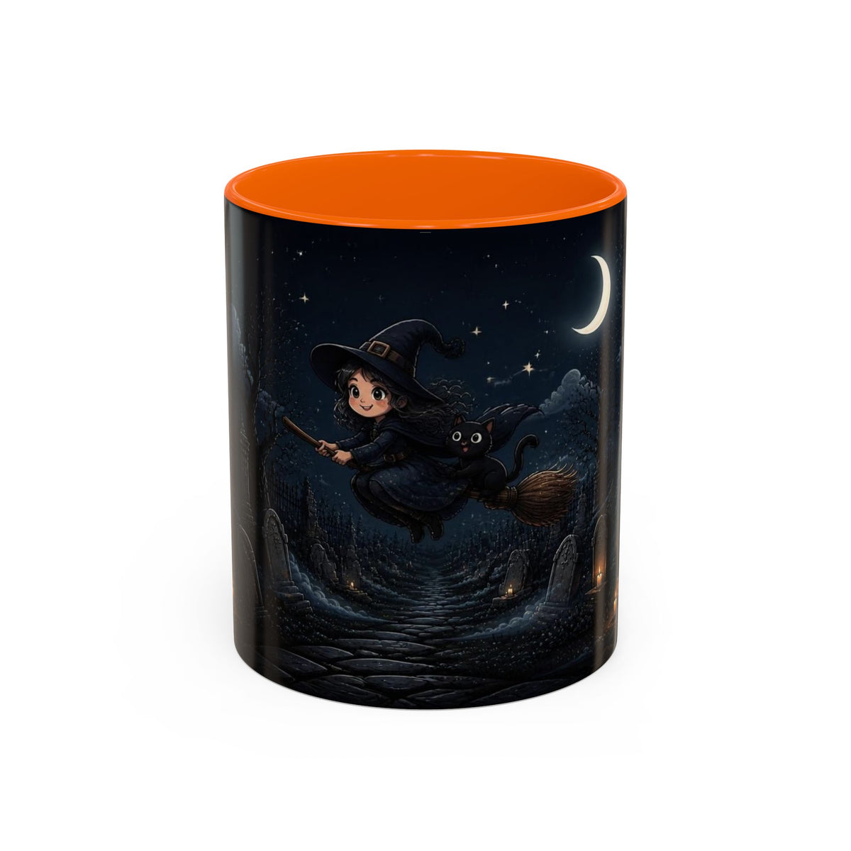 Cute Witch Flying at Night Coffee Mug