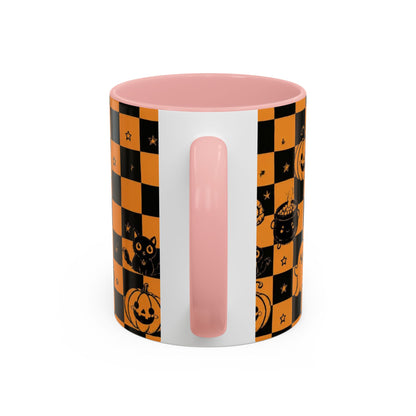Orange Halloween Checkerboard Coffee Mug