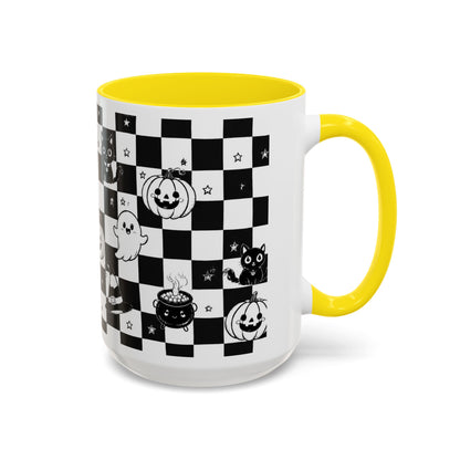 Black & White Halloween Checkerboard Coffee Mug