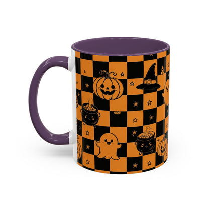 Orange Halloween Checkerboard Coffee Mug
