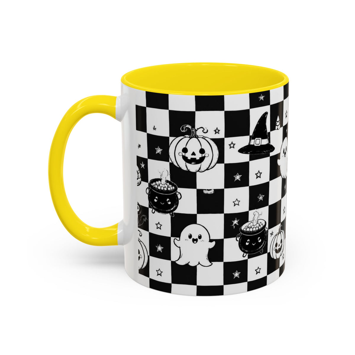 Black & White Halloween Checkerboard Coffee Mug