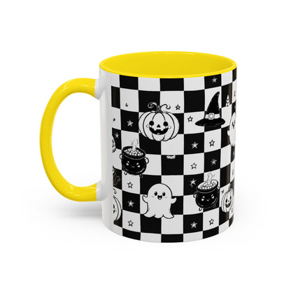 Black & White Halloween Checkerboard Coffee Mug