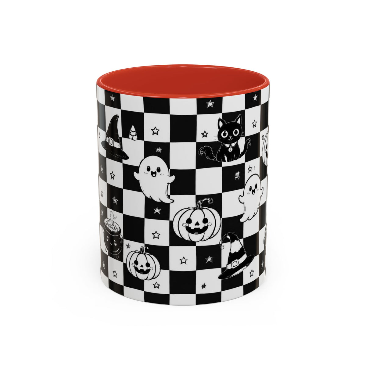 Black & White Halloween Checkerboard Coffee Mug