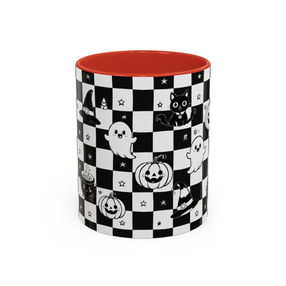 Black & White Halloween Checkerboard Coffee Mug