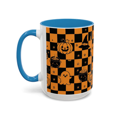 Orange Halloween Checkerboard Coffee Mug