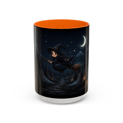 Cute Witch Flying at Night Coffee Mug