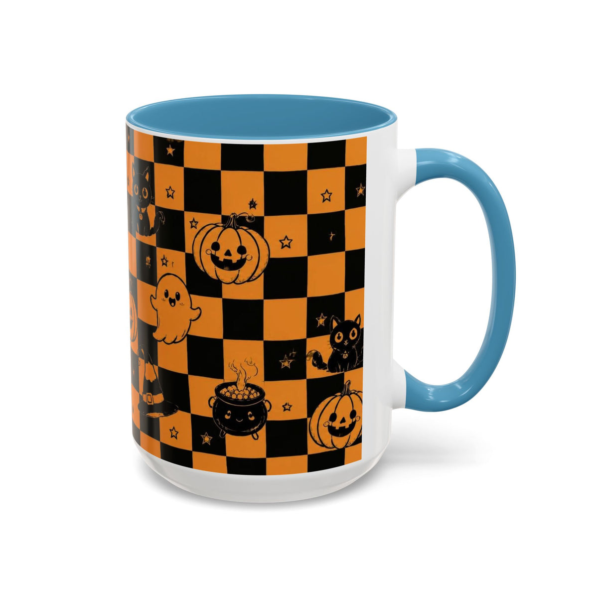 Orange Halloween Checkerboard Coffee Mug