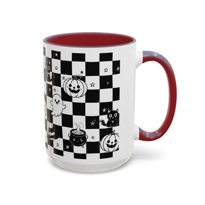 Black & White Halloween Checkerboard Coffee Mug