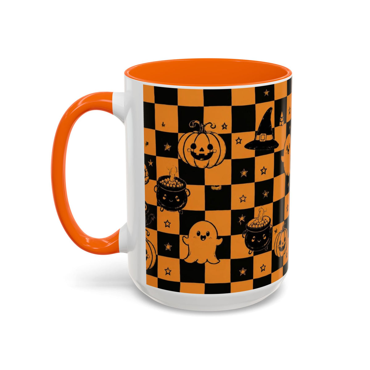 Orange Halloween Checkerboard Coffee Mug