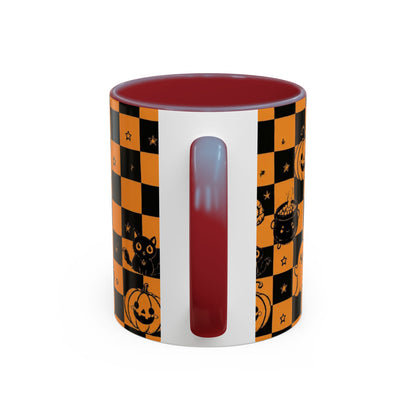 Orange Halloween Checkerboard Coffee Mug