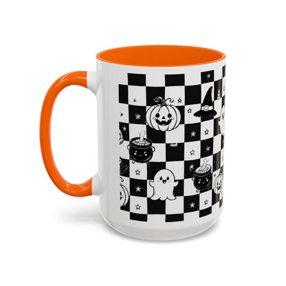 Black & White Halloween Checkerboard Coffee Mug