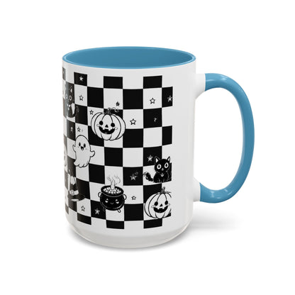 Black & White Halloween Checkerboard Coffee Mug