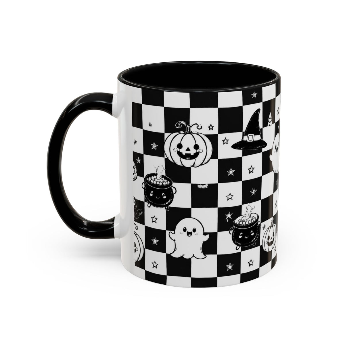 Black & White Halloween Checkerboard Coffee Mug