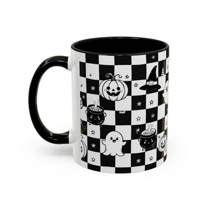 Black & White Halloween Checkerboard Coffee Mug