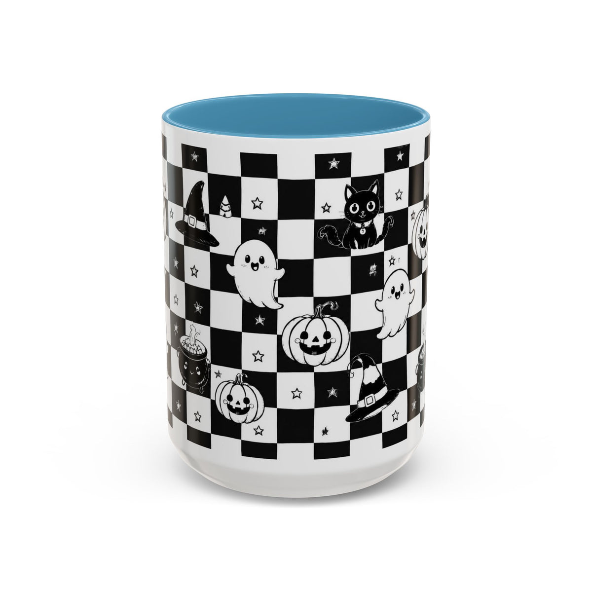 Black & White Halloween Checkerboard Coffee Mug