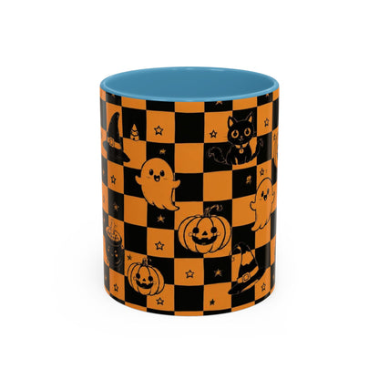 Orange Halloween Checkerboard Coffee Mug