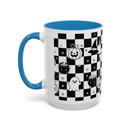 Black & White Halloween Checkerboard Coffee Mug