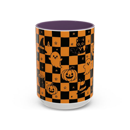 Orange Halloween Checkerboard Coffee Mug