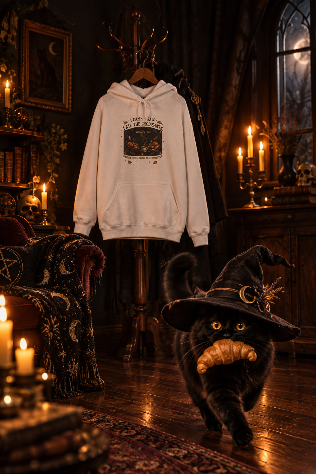 Croissant Crime Hoodie — “I Came, I Saw, I Ate The Croissant” Coffee Shop Hoodie