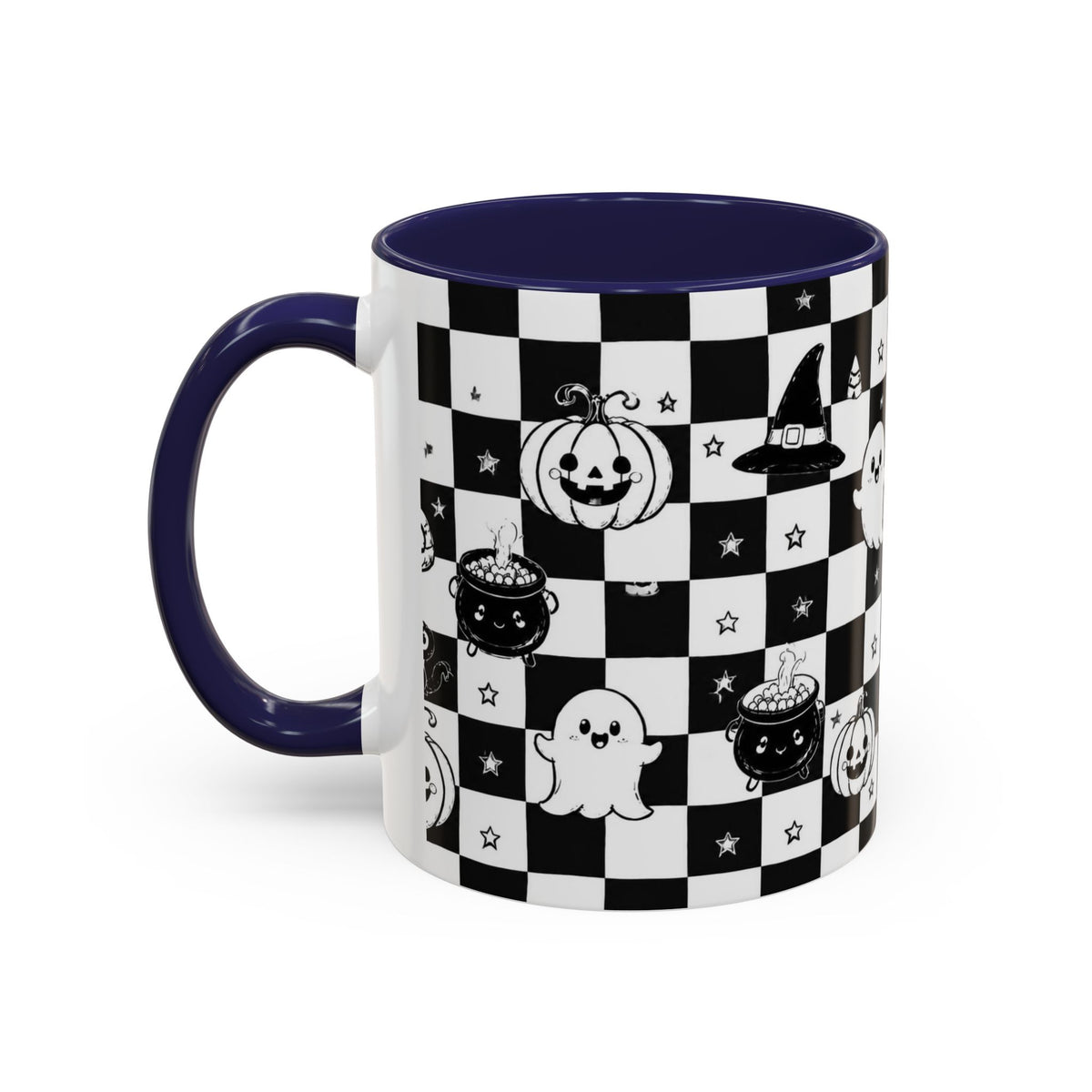 Black & White Halloween Checkerboard Coffee Mug