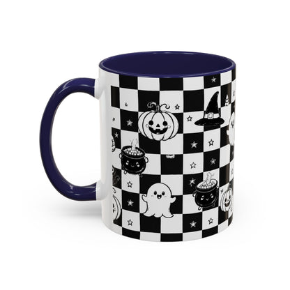 Black & White Halloween Checkerboard Coffee Mug