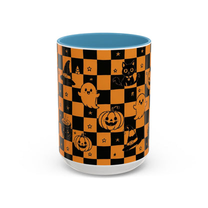 Orange Halloween Checkerboard Coffee Mug