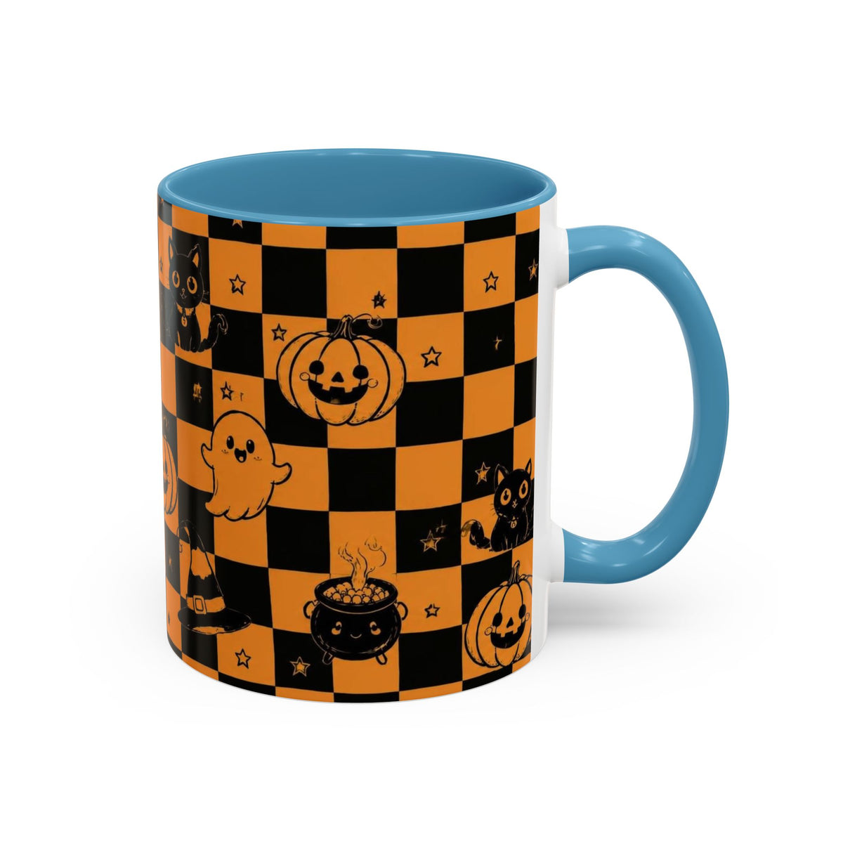 Orange Halloween Checkerboard Coffee Mug