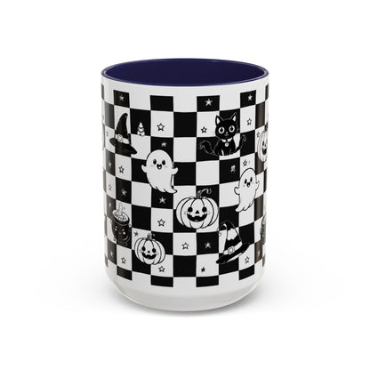 Black & White Halloween Checkerboard Coffee Mug