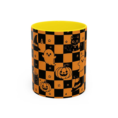 Orange Halloween Checkerboard Coffee Mug