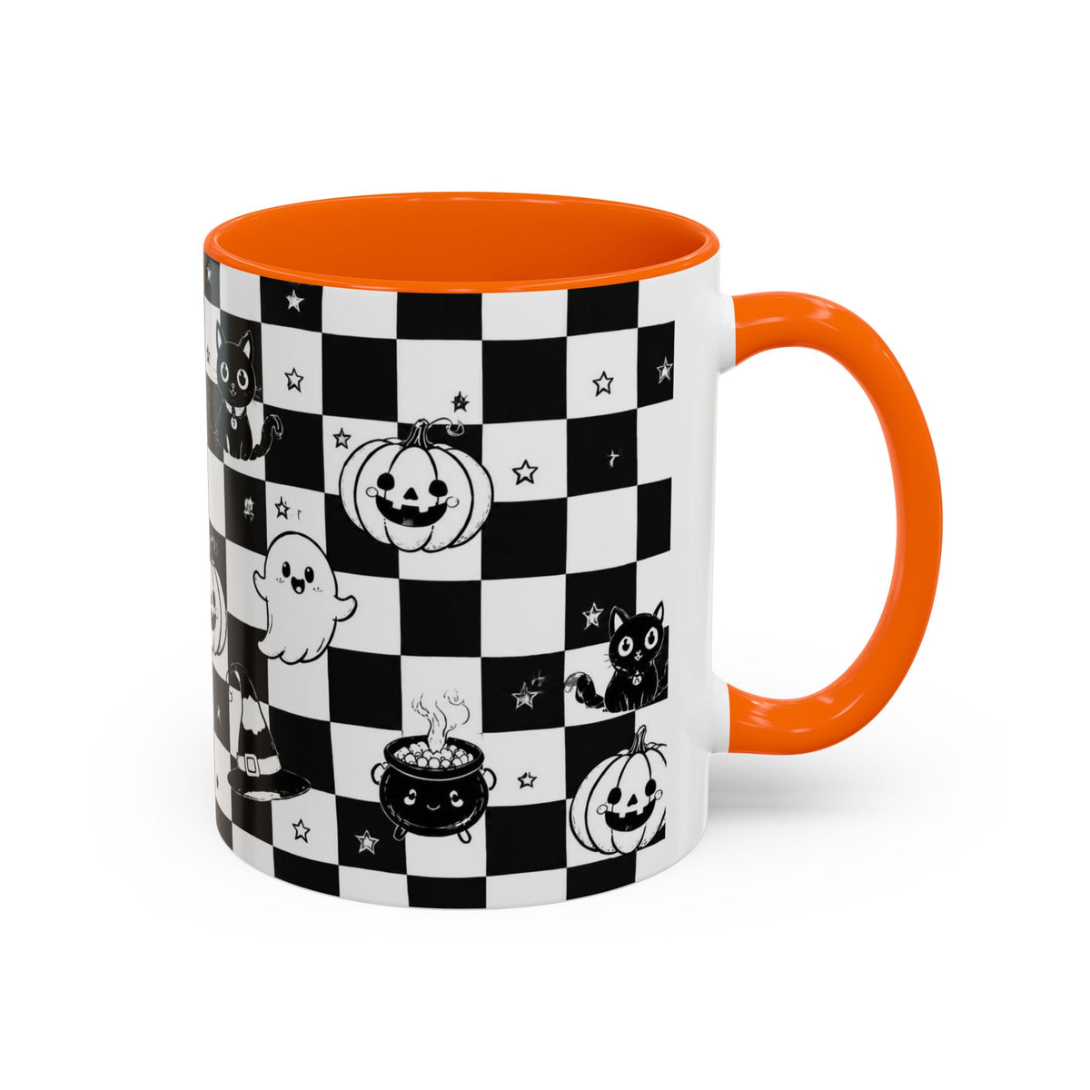 Black & White Halloween Checkerboard Coffee Mug