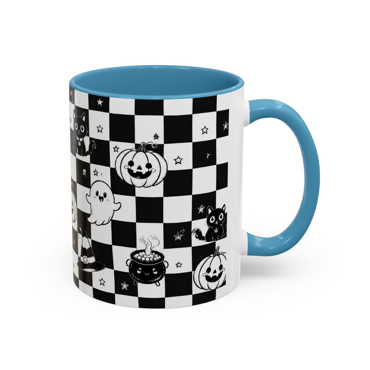 Black & White Halloween Checkerboard Coffee Mug