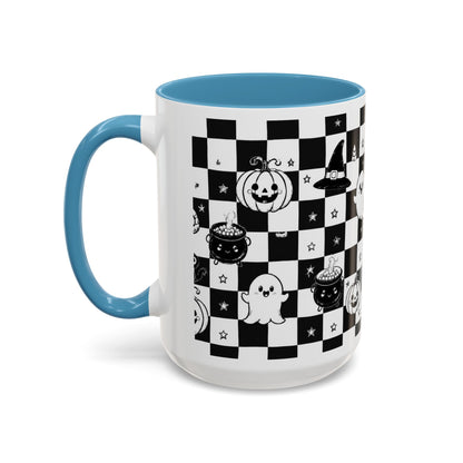 Black & White Halloween Checkerboard Coffee Mug