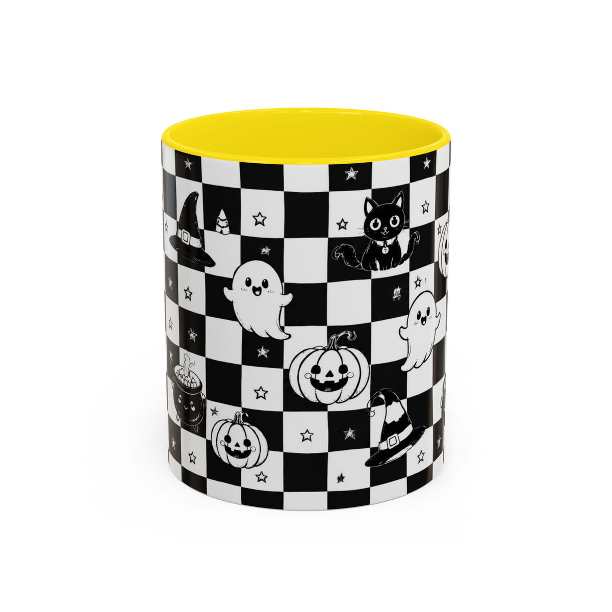 Black & White Halloween Checkerboard Coffee Mug