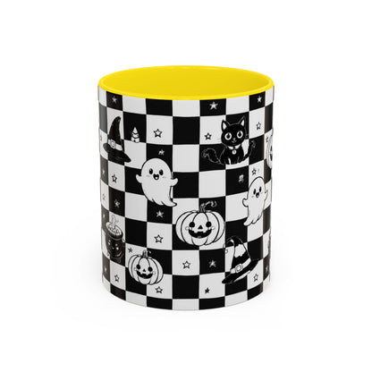 Black & White Halloween Checkerboard Coffee Mug