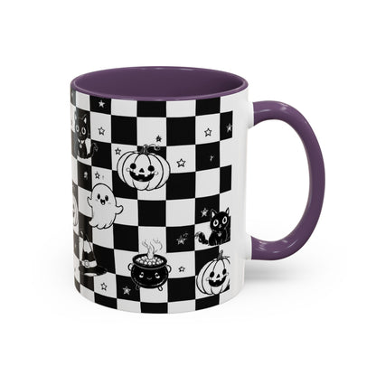 Black & White Halloween Checkerboard Coffee Mug